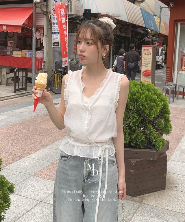 [오늘출발🚚] 레잇 프릴 랩블라우스