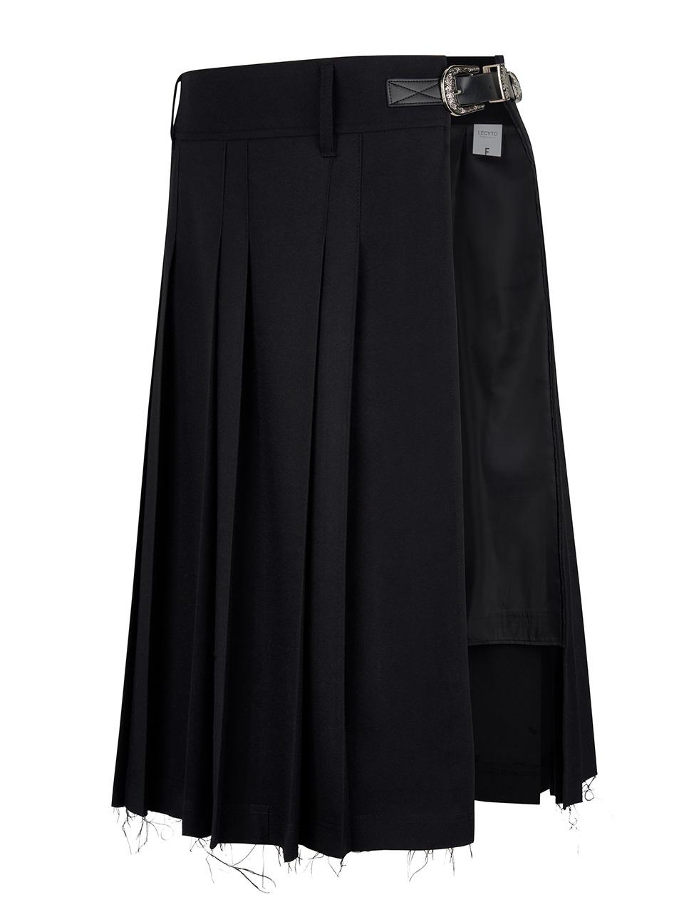 LECYTO - LAYERED PLEATED SKIRT_[BLACK]