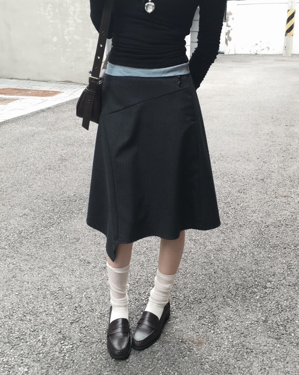 tart stripe button midi sk