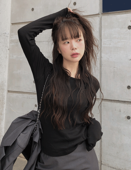 빈블 [데일리/4color] 더플크 베이직 라운드넥 긴팔 티셔츠