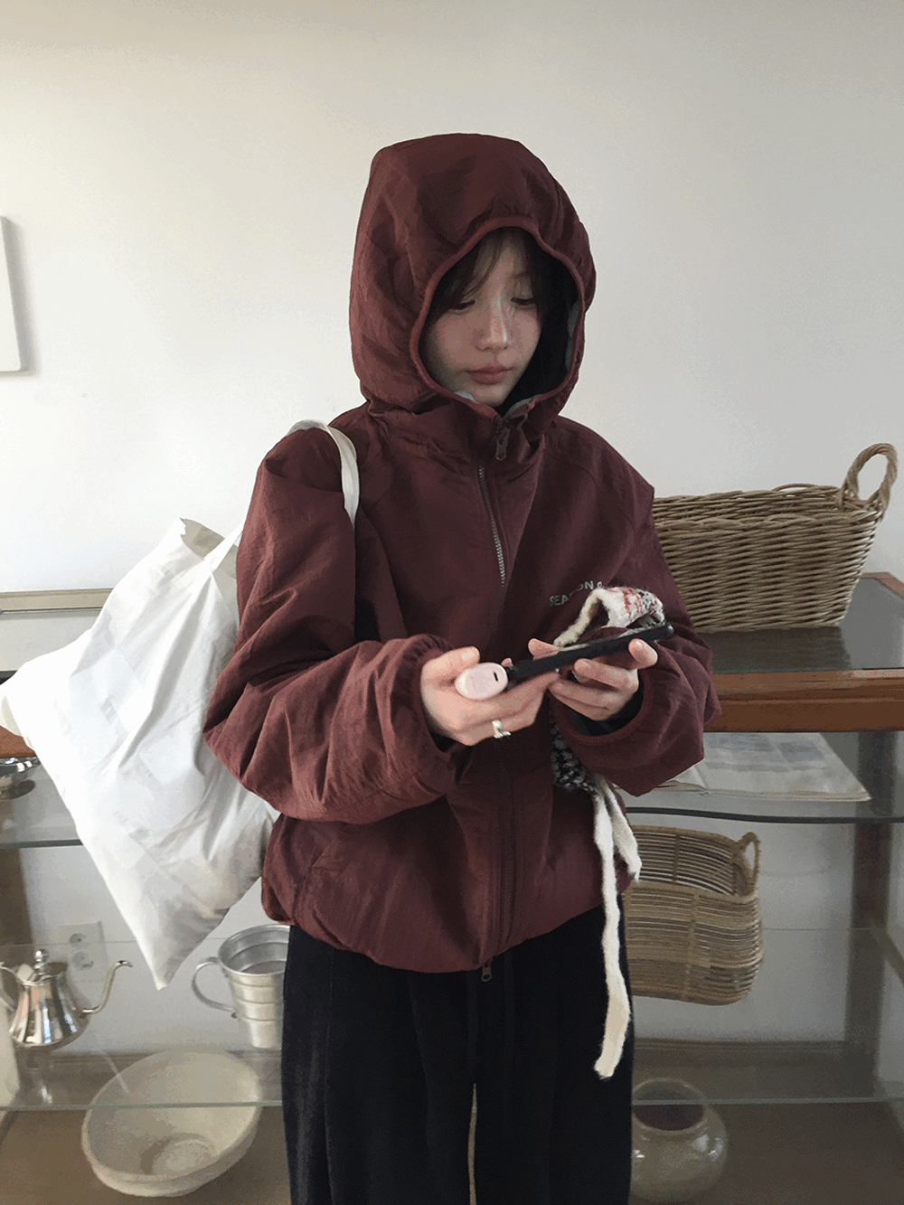 하우유 누에베 오버핏 후리스 리버시블 점퍼 (2c)