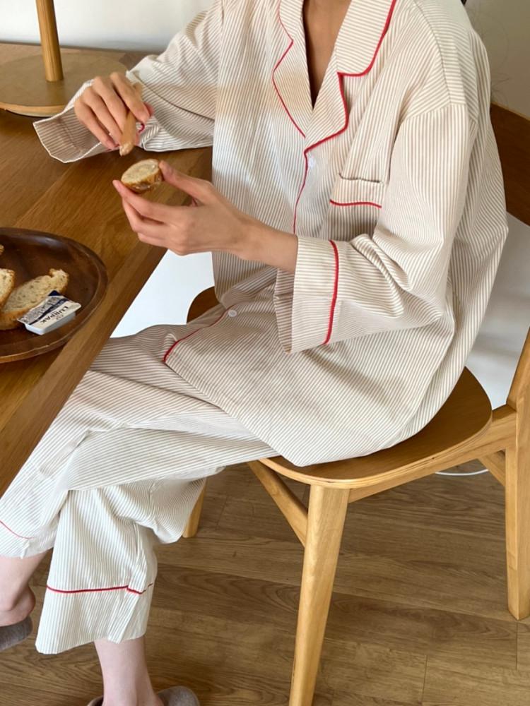 [300장돌파][2size] 크림치즈파자마_베이지 커플잠옷 신혼부부잠옷 커플파자마