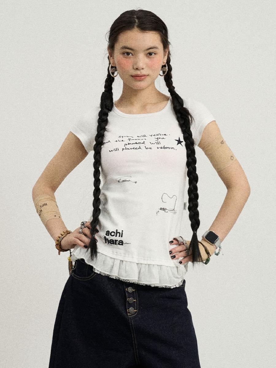 Achihara Time Band Aid Lace T-Shirt (4color)