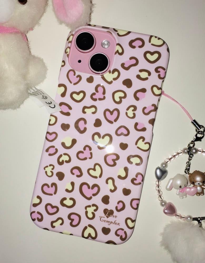 heart leopard hard phone case