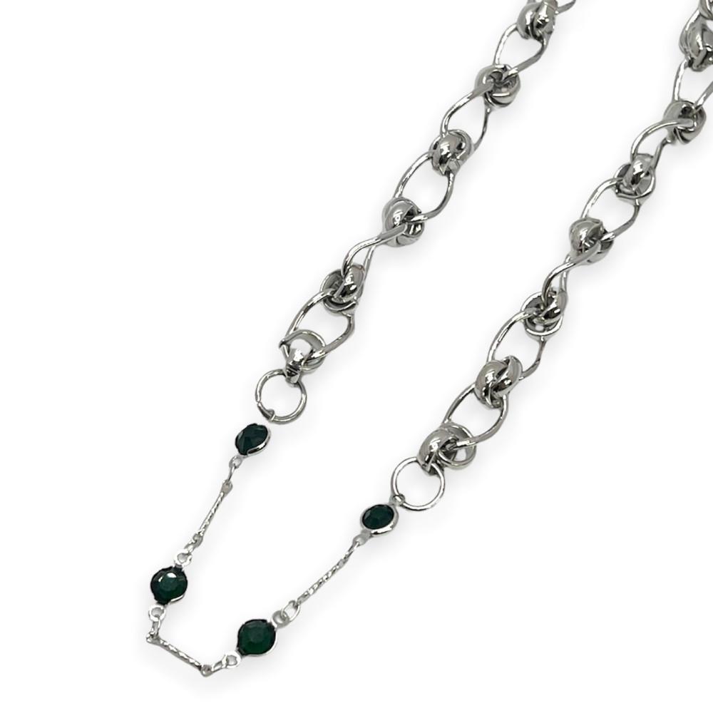 본아웃 초록 젠더리스 스트릿 큐빅 원 꼬임 언발 그린 초커 남녀공용 써지컬 체인 목걸이