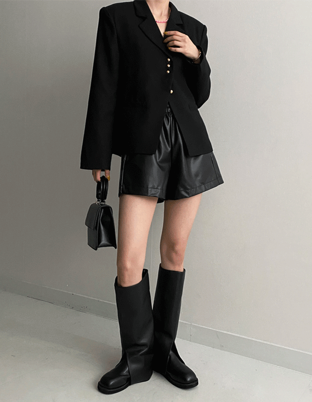 레더 가죽 밴딩 반바지 .A9137 (3color)