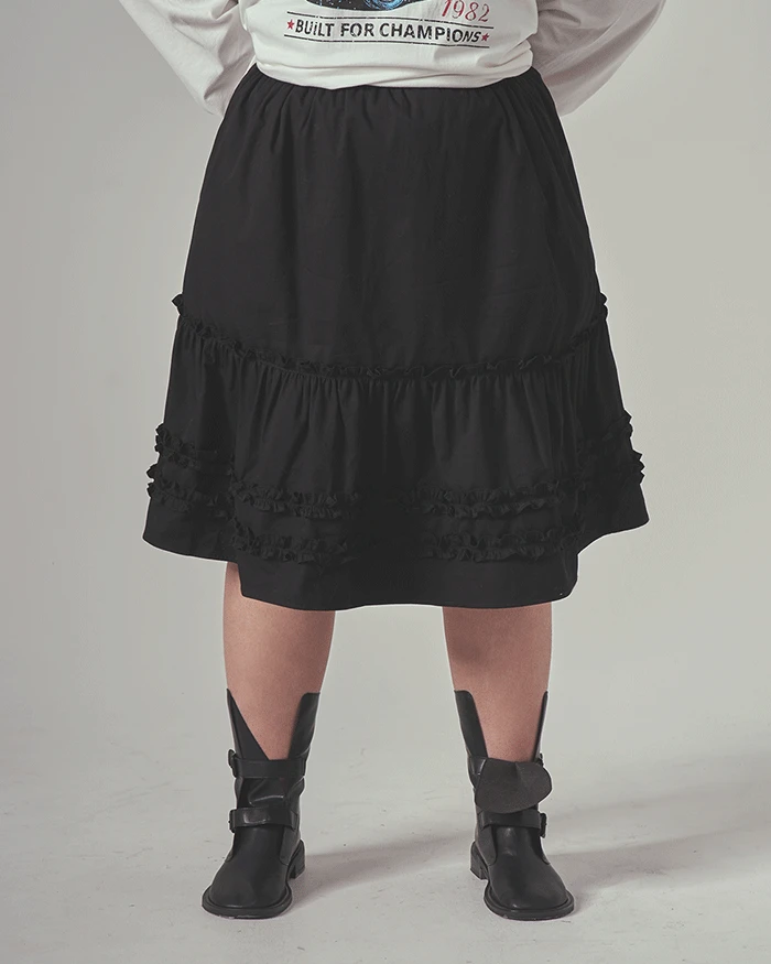 델린 프릴 밴딩 미디스커트