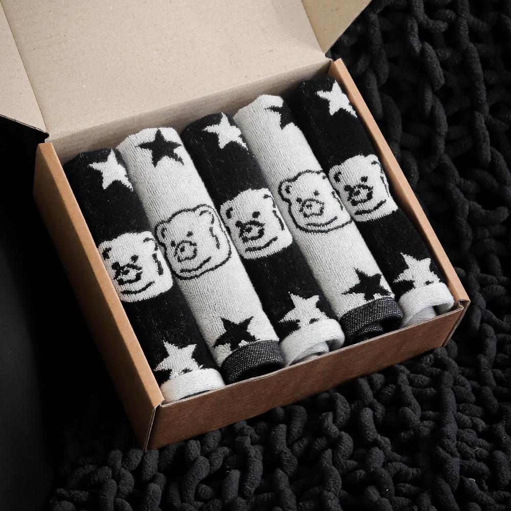 [400세트 한정] 메종드코튼 어린이집수건 스타베어핸드 5매 고리수건 (이름 자수 무료) 코마 40수 호텔타올 데일리라이프스타일