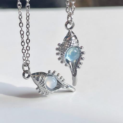 바다 담은 소라 탄생석 원석 목걸이