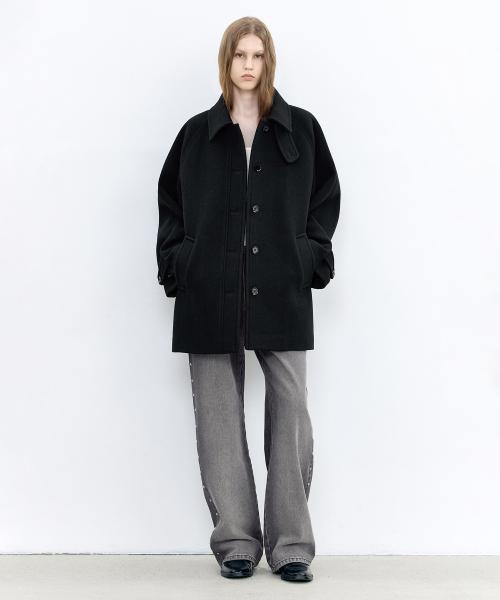 소프트 하프 발마칸 코트 BLACK