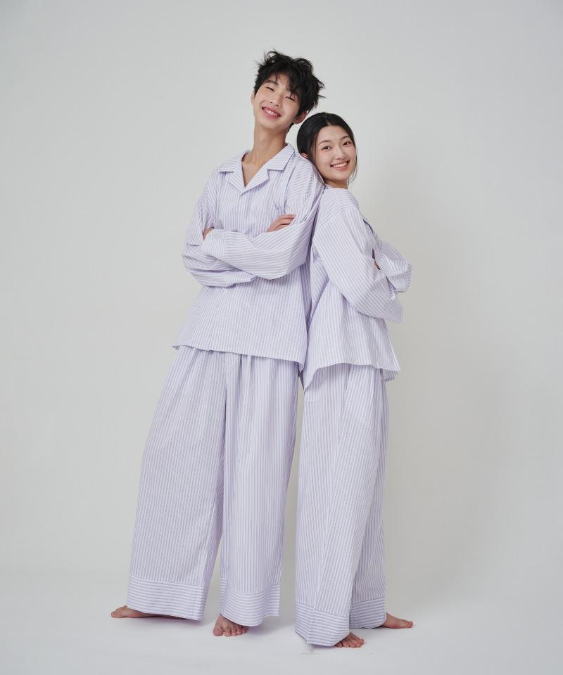 (uni)도미토리 펜슬 스트라이프 파자마 퍼플