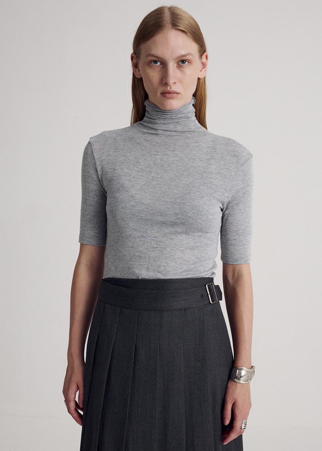 Three-Quarter Viscose Sleeve Top, Grey