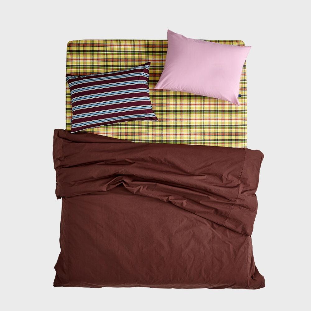 딥브라운&마드라스체크 레이어드 코튼 이불커버세트 SSQK