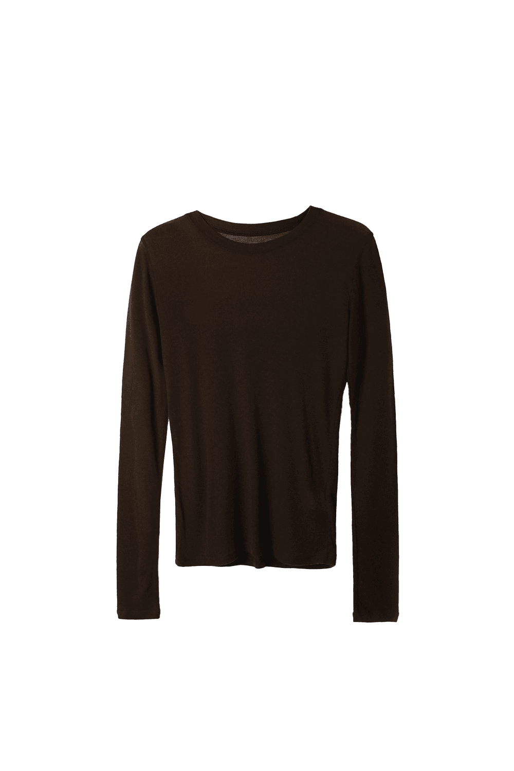BASIC LYOCELL LONG SLEEVE JERSEY T-SHIRT, BROWN