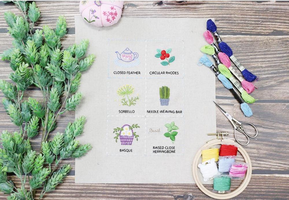 프랑스자수 배우기] 스티치북 No10 클로즈드페더 스티치 - 동영상강의