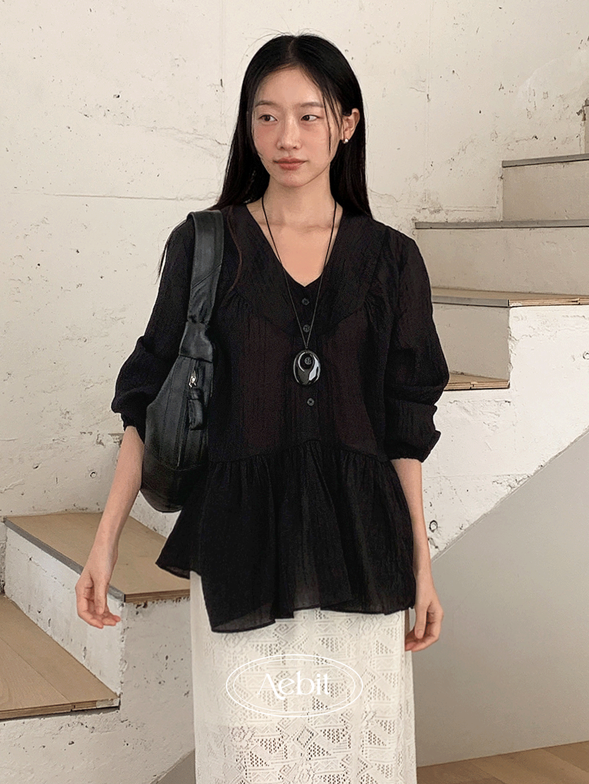 자체제작 aprill wrinkle v blouse (black) 주문폭주! 순차발송