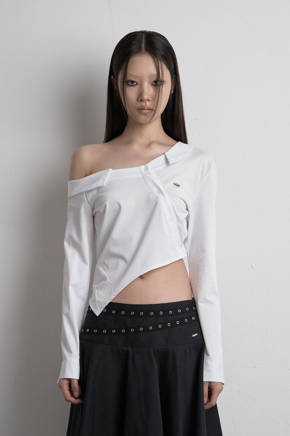 FLOW UNBALANCED CROP SHIRT WHITE