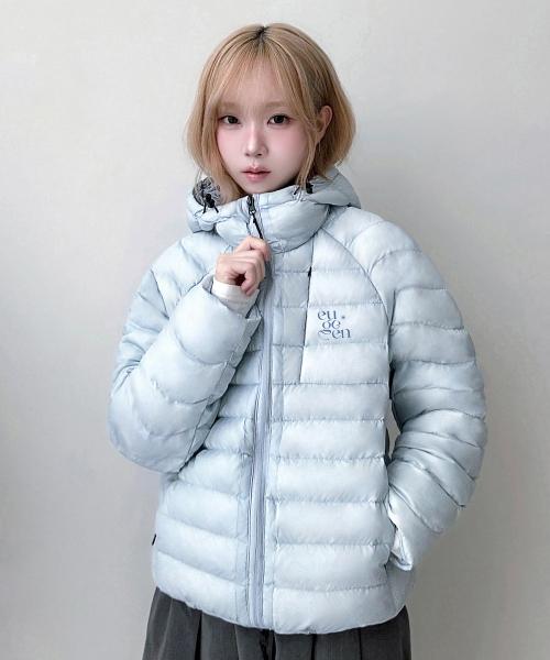 EUG 라이트 쉘 후디드 경량 다운 자켓_스카이 블루