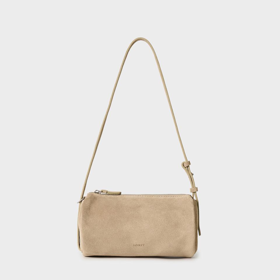 Tilo Barrel Bag (Beige Suede)
