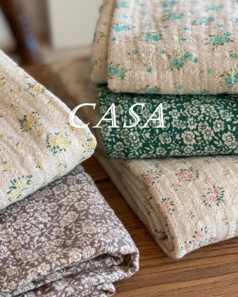 까사 슬럽 이중 거즈 면 요루 원단 꽃무늬 무형광 바이오워싱