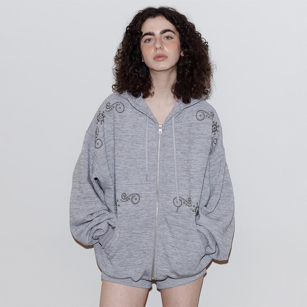 ORNAMENT STUDDED HOODIE_ONZI EDITION (GRAY)