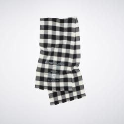 아크네 체크 로고 울 머플러 그레이 블랙 화이트 스카프 CA0103 BAN