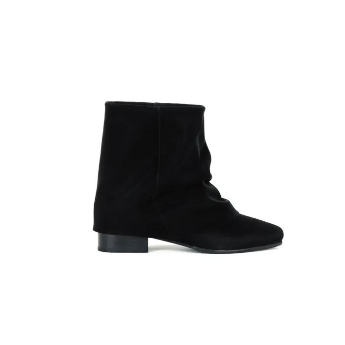 Wrinkle Leather Boots (Black)_Short