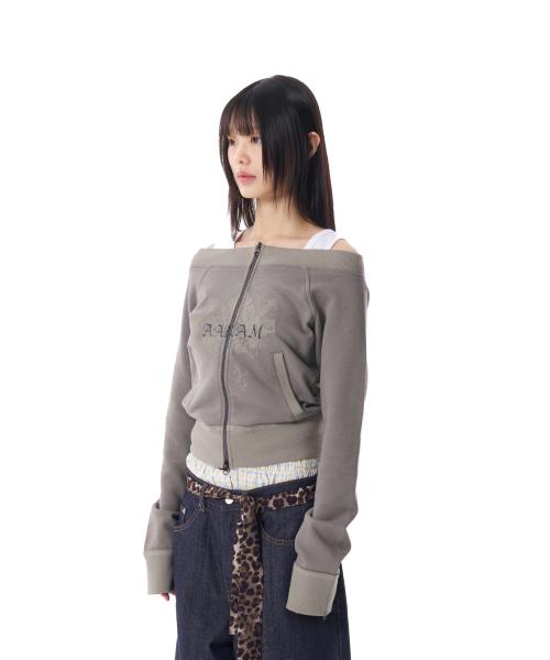 CROS2 Off-shoulder Zip-Up (Khaki)