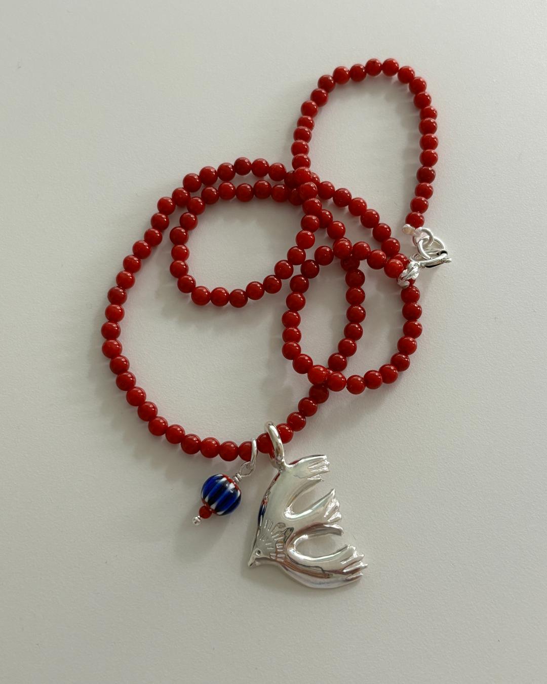 blue bird sanho beads necklace