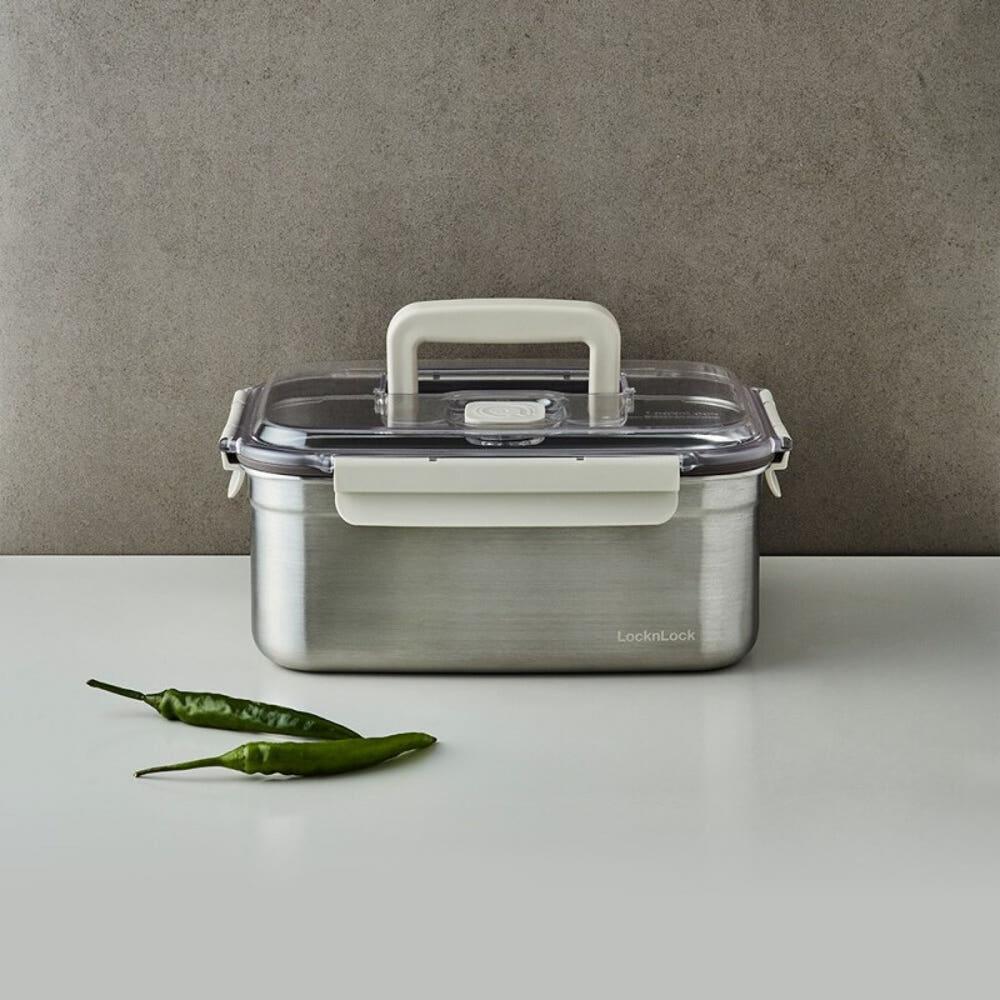 락앤락 김치통 스텐용기 숨쉬는 스텐김치통 리뉴얼 직사각 5.3L