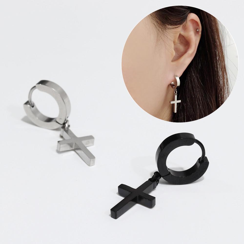 원터치 십자가 드롭 피어싱