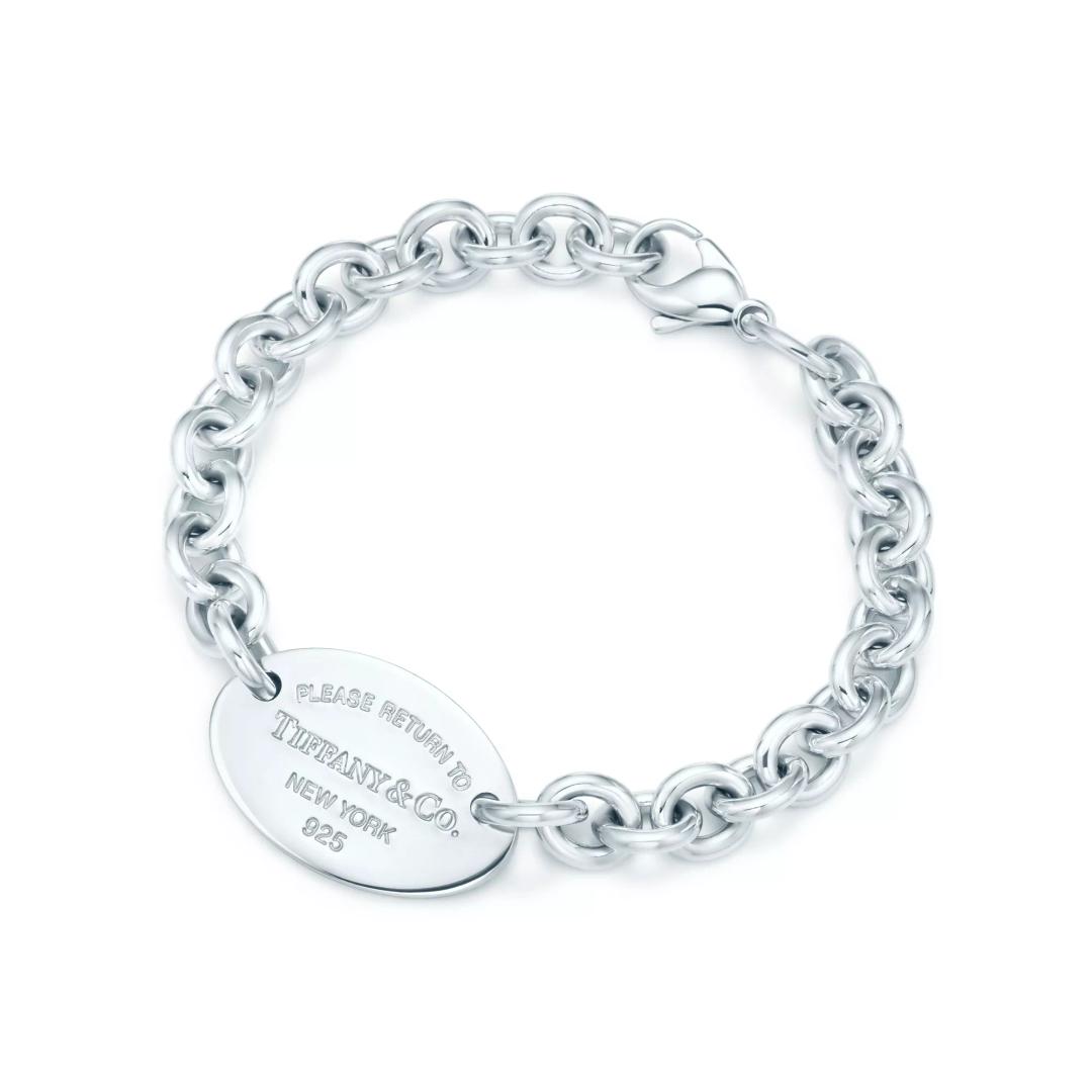 오벌 태그 브레이슬릿 실버 소재, 미디움