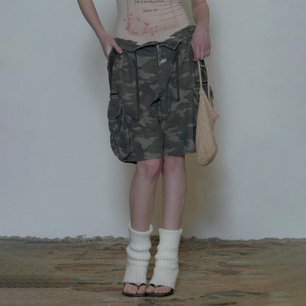 [LIVE 특가][6/19 예약발송] Twill Cargo Half Pants Forest Camo