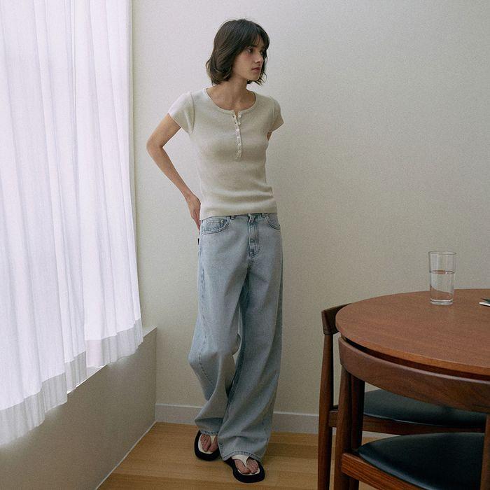Wide Long Denim[LMBESPDN4114]-Light Blue