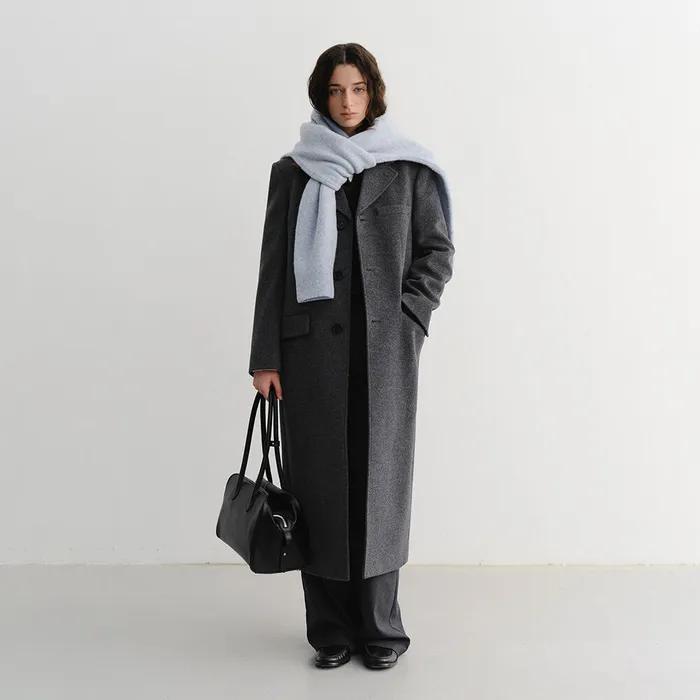UNISEX 2-WAY 3 BUTTON CASHMERE COAT CHARCOAL GREY_UDCO5D121CG