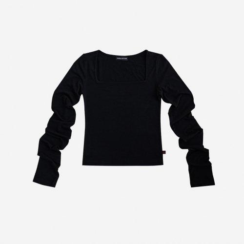 SLIM SQUARE NECK T-SHIRTS #BLACK
