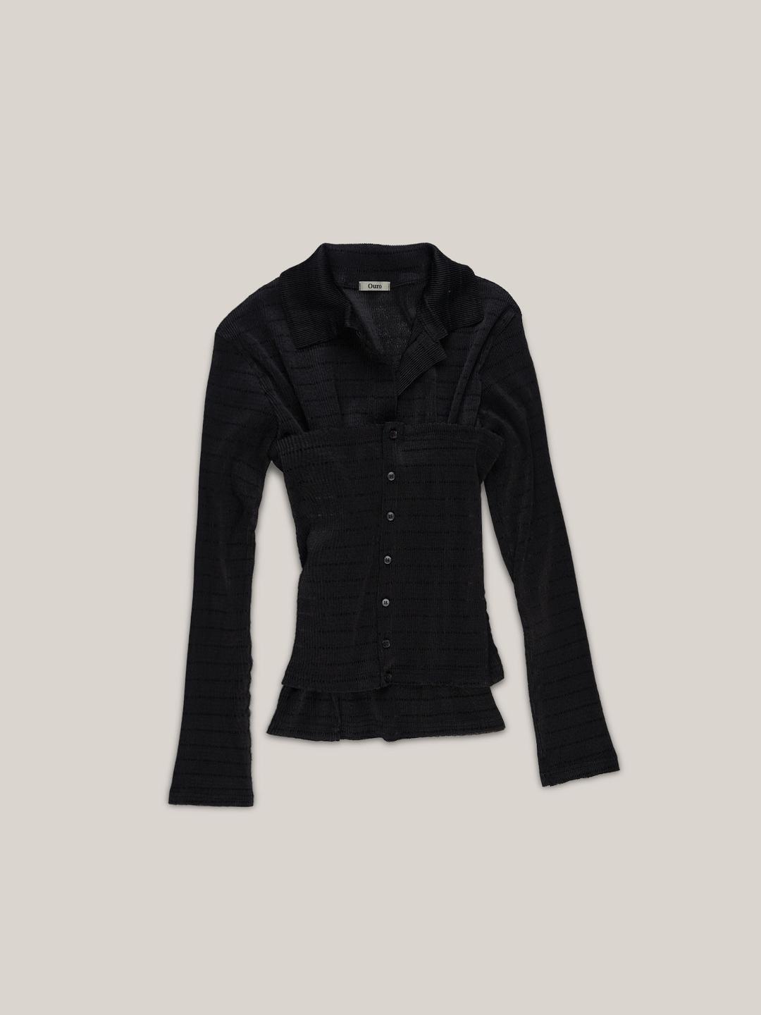 PLEATS LAYERED SHIRTS [ BLACK ]