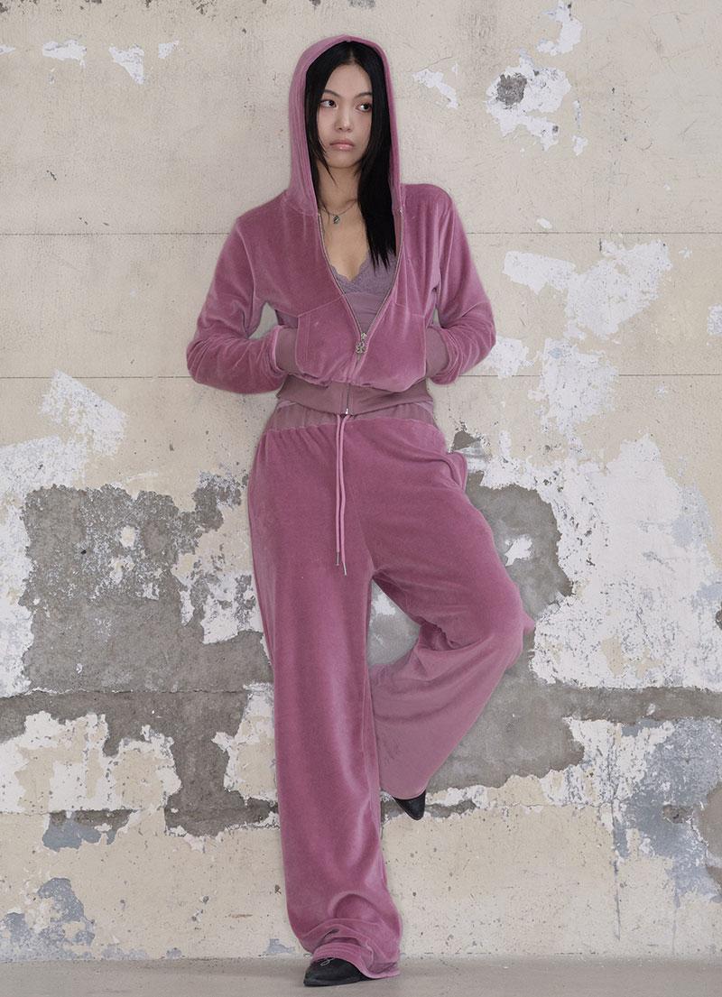 COCO VELVET TRAINING PANTS / PINK
