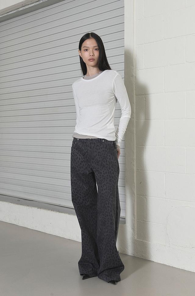 [1 SIZE 10/28 예약 배송] LEOPARD STRAIGHT PANTS - CHARCOAL
