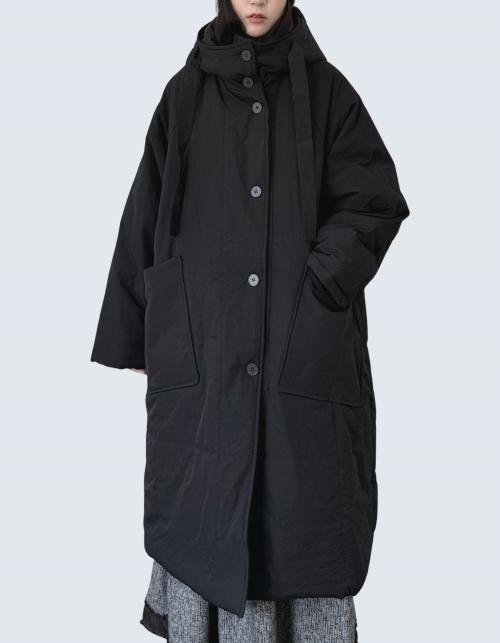 Big pocket lightweight long padded jacket