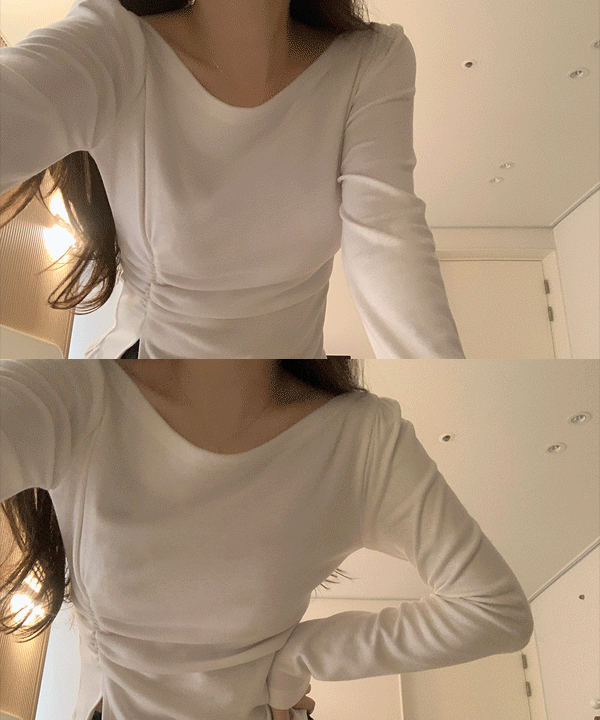 여리핏 셔링 보트넥 티셔츠 tee (4color)