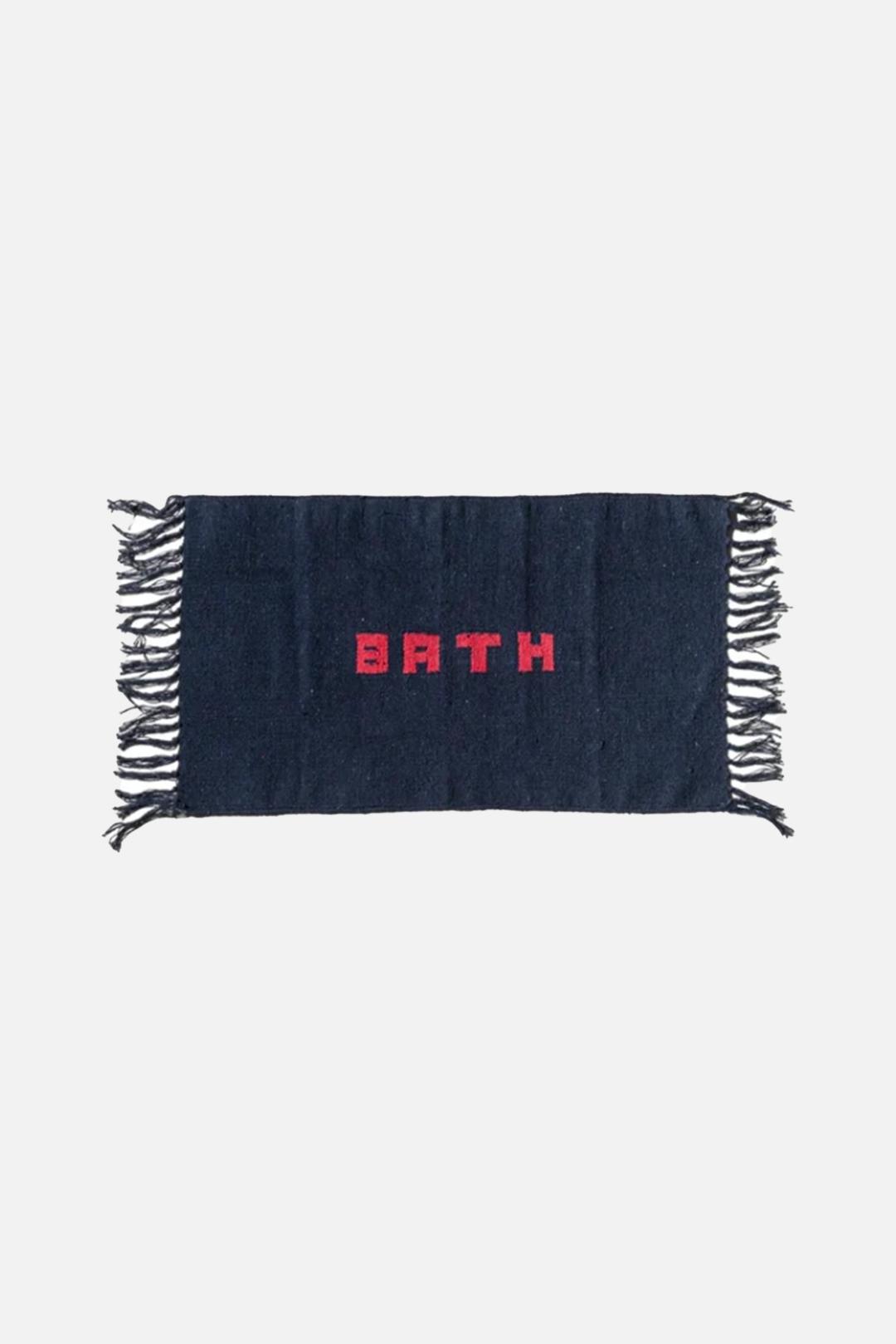 PUEBCO Handloomed Recycle Yarn Bath Mat "Navy Blue\" 푸에브코 핸드룸드 리사이클 얀 배스 매트 \"네이비 블루\"