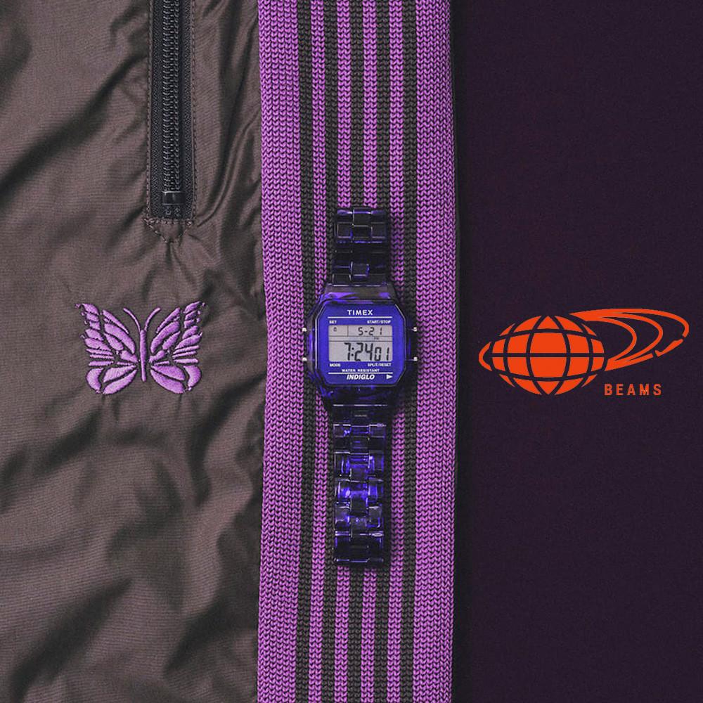 빔즈보이 별주 니들스 타이멕스 클래식 디지털 손목시계 퍼플 NEEDLES × TIMEX × BEAMS BOY