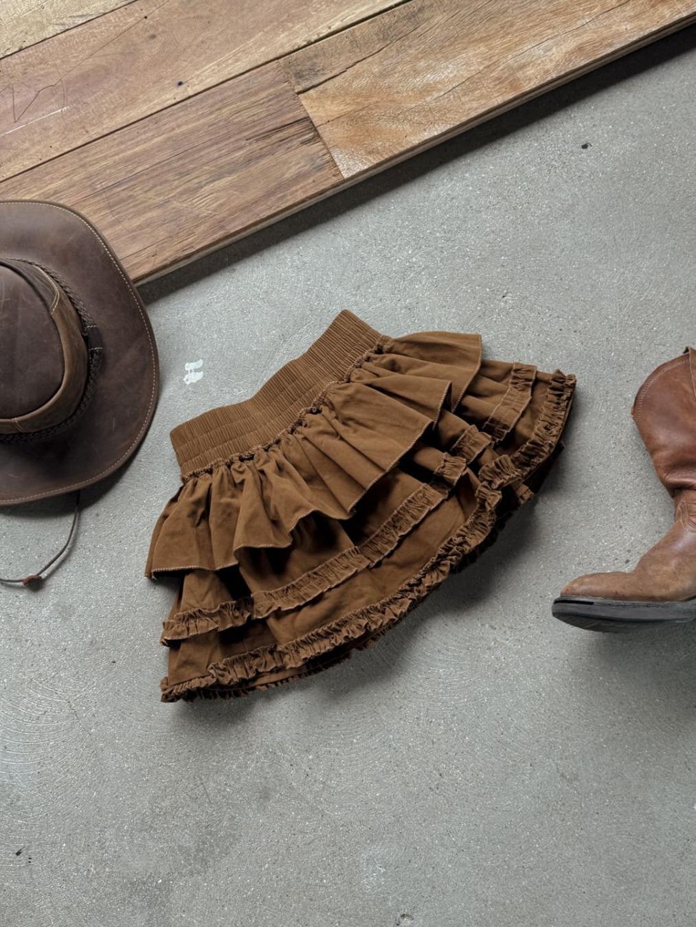vintage banding ruffle skirt y0058