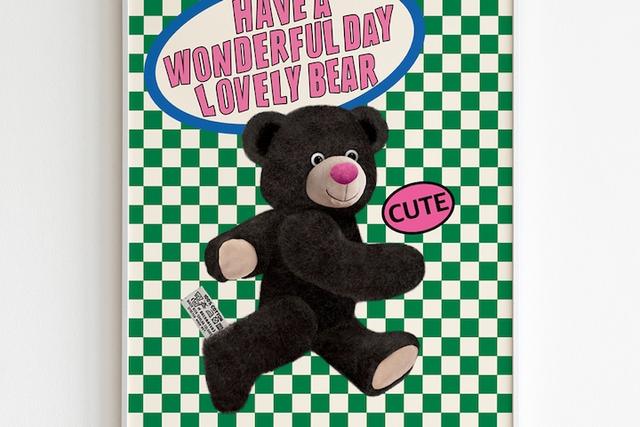 테디베어 그린 체커보드 Teddy bear 벽장식 벽꾸미기 인테리어 액자 포스터