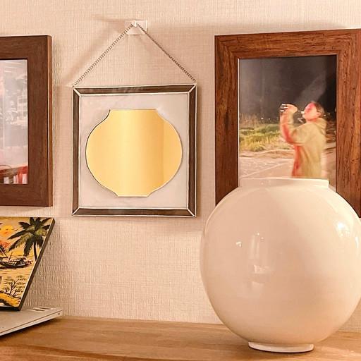 스테인드글라스 달항아리 거울 액자 그림