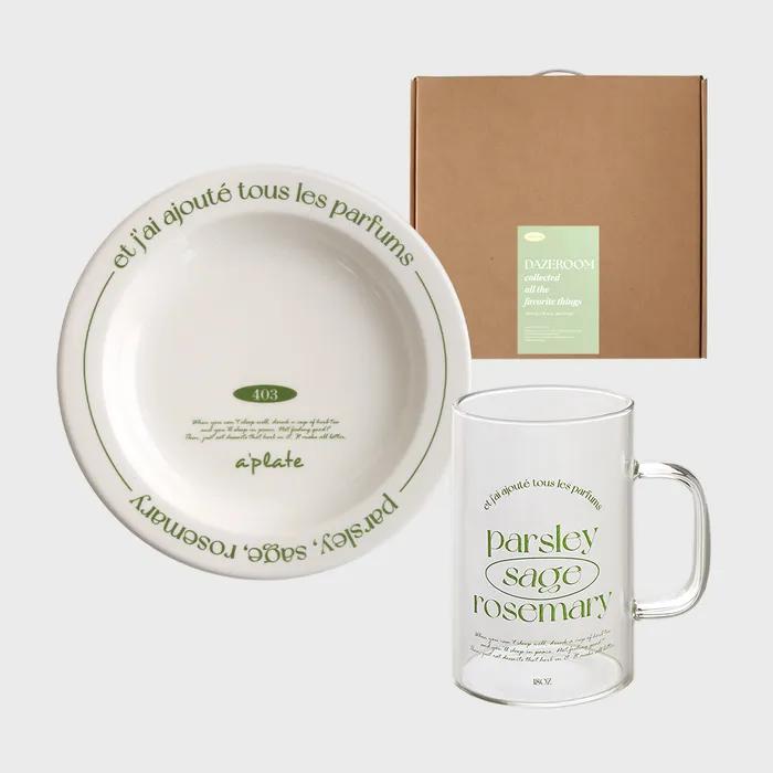 [29CM 단독] [gift Set] 레터링 플레이트+머그컵 3color (선물포장) 홈카페 선물세트