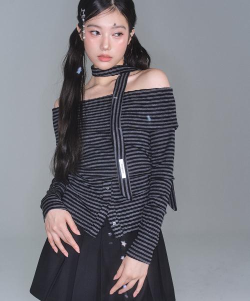 이안 오프숄더 스카프 세트 [STRIPE]