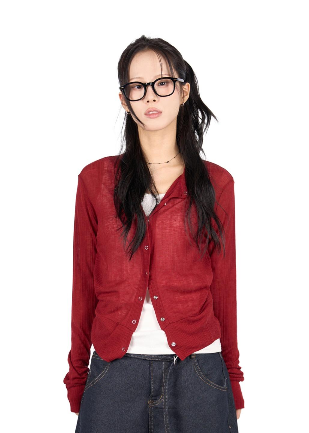 릿킴 WOOL TENCEL EYELET CARDIGAN