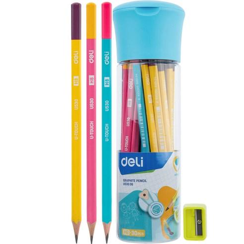 델리 학생용 연필 HB 30p + 연필깎이 + 필통 세트 EU53006, 연필(블루, 핑크,..., 1세트 - 연필 | 쿠팡